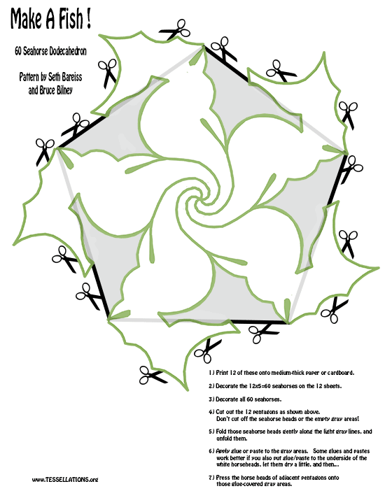 diy seahorse tessellation papercraft dodecahedron