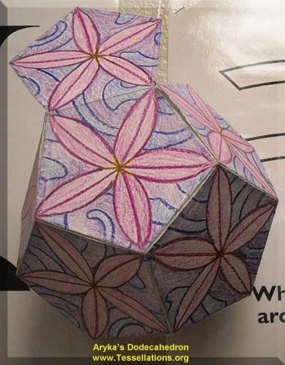flower theme decoration on the surface of a do-it-yourself dodecahedron