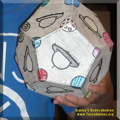 ufo theme decoration on the surface of a do-it-yourself dodecahedron