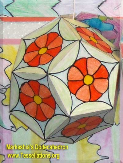 flower theme decoration on the surface of a do-it-yourself dodecahedron