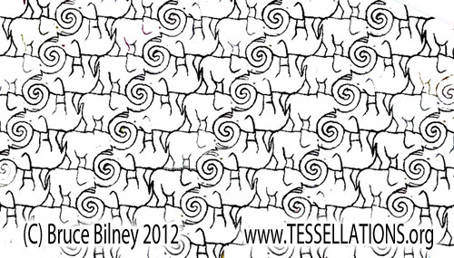 elephant motif Escher-style tessellation art by Bruce Bilney