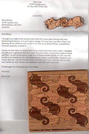 wooden laser-cut puzzle tessellation art made by Kevin Lee