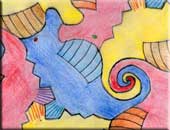 seahorse theme tessellation art by Claudio Ramirez