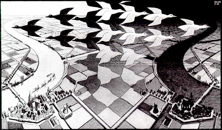 DAY NIGHT: M. C. Escher tessellation art (1938)