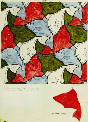 FISH (1938): tessellation art by M. C. Escher