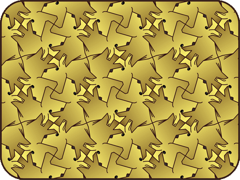 dog tessellation, art in M C Escher style