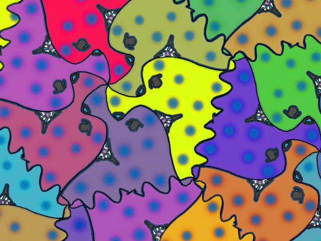 ghost motif escher style tessellation art by a beginner
