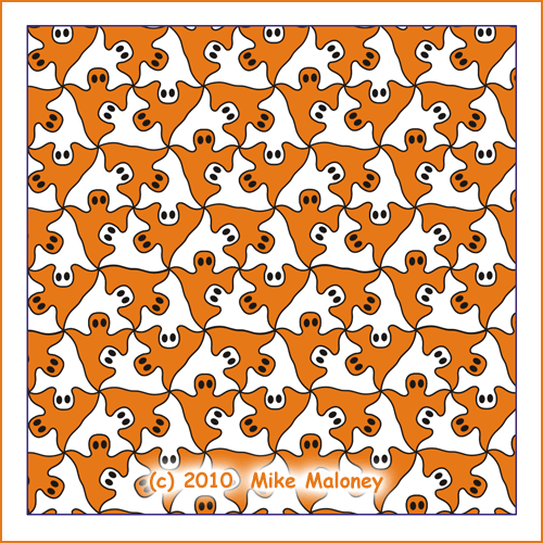 Halloween ghosts tessellation pattern