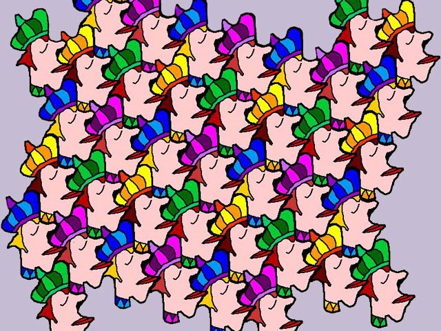 princes on parade, Escher type tessellation art