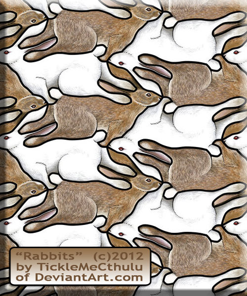 hare / bunny rabbit escher style tessellation art by TickleMeCthulu of DeviantArt.com
