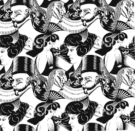 8 heads tessellation by m.c. escher