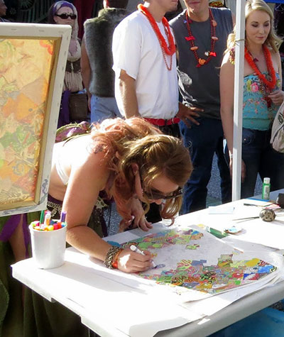fish tessellation painted by members of the public
