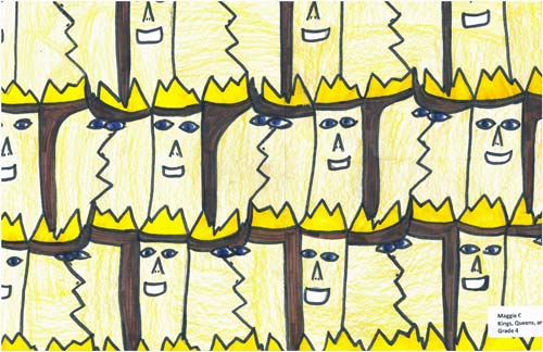 royalty-themed Escher-style tessellation art, a crowning achievement for a beginner