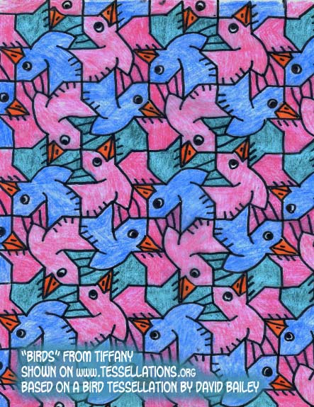 BIRDS tessellation by David Bailey, reproduced by Tiffany