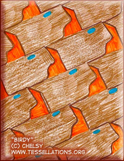 Bird head  tessellation by a child