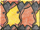 head motif tessellation art by 4th grade kid