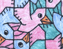 tessellation art, bird motif