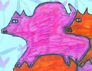 first time original Escher-style pig tessellation by Keana, a child