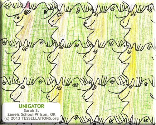 make-your-own tessellation art, unicorn/alligator chimera theme