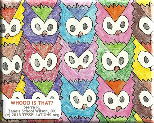 owl tessellation by a 4th grade student, bird theme