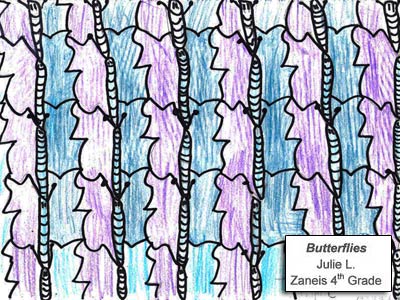 make-your-own tessellation art by a 4th grade student, butterfly theme