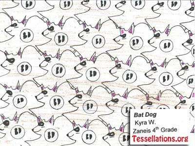 make-your-own tessellation art by a 4th grade student, dog theme