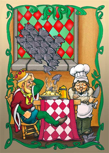 tessellation illustration of four-and-twenty blackbirds