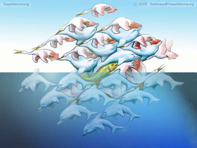 Animals...Birds and Dolphins... Tessellate in this M C ESCHER STYLE art.