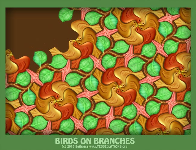 tessellation of partridge in a pear tree