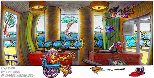 fish tessellation art, Nanakuli Hawaii McDonalds at dawn by sethness