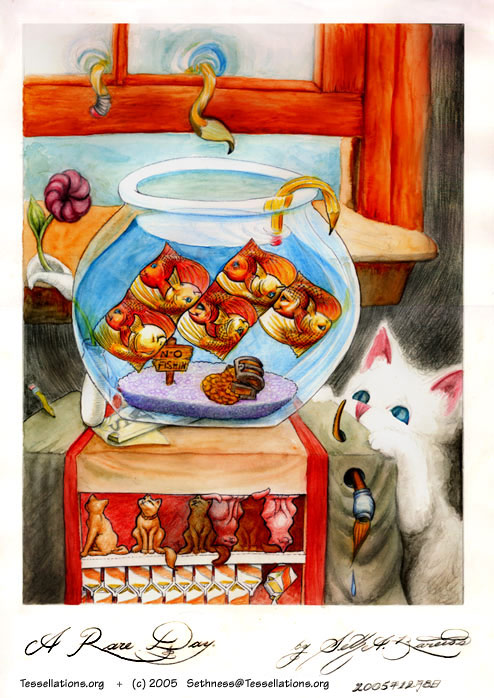 surreal tessellation and trick perspective watercolor