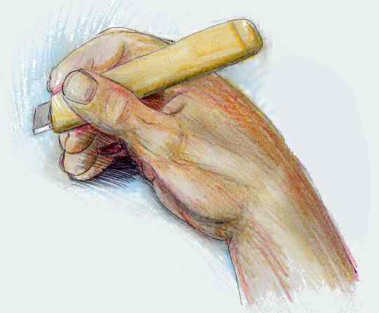 pull the knife toward you