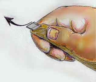 push the knife away from you