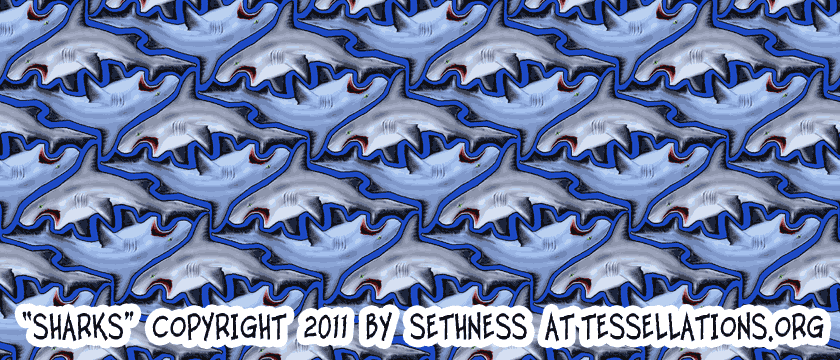 sharks tessellate in this diamond-shape based tiling