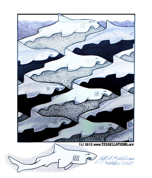escher style shark tessellation
