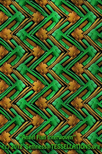 Angelfish woven from long grasses tessellate